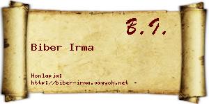 Biber Irma névjegykártya